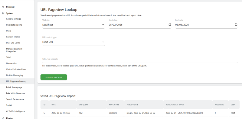 Pageview Url Lookup - Matomo Plugins Marketplace