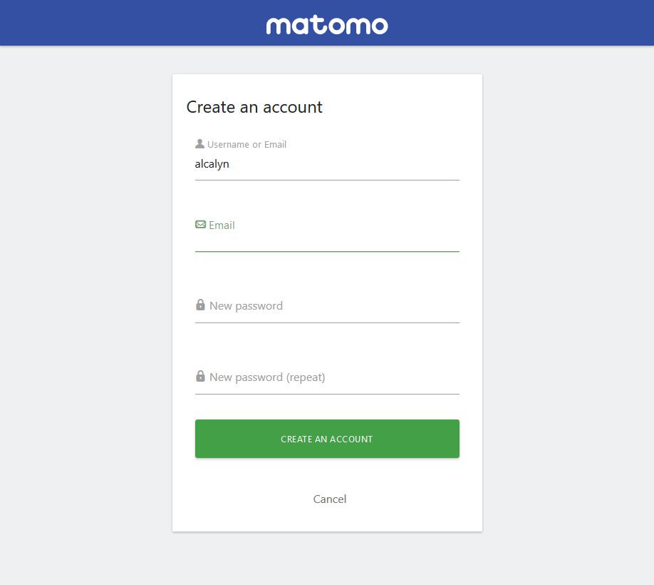Screenshot Matomo Signup plugin